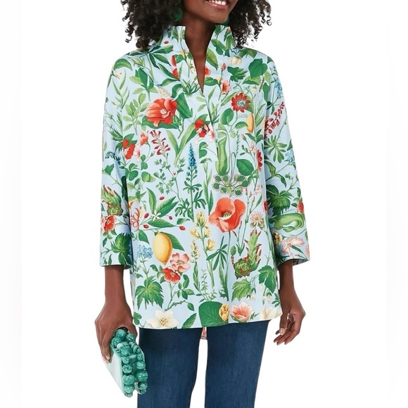 Sheer pineapples cuffed blouse ... /xl : 2x